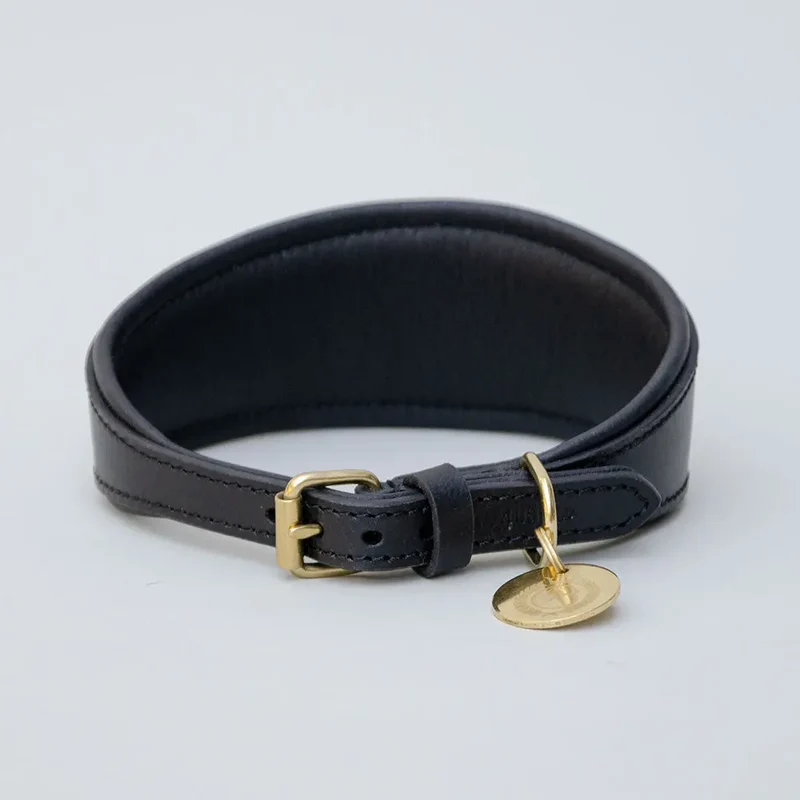 Lederhalsband für Windhunde - "Greyhound Black"