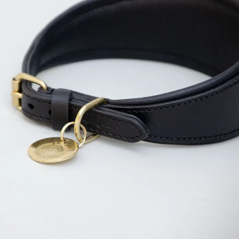 Lederhalsband für Windhunde - "Greyhound Black"
