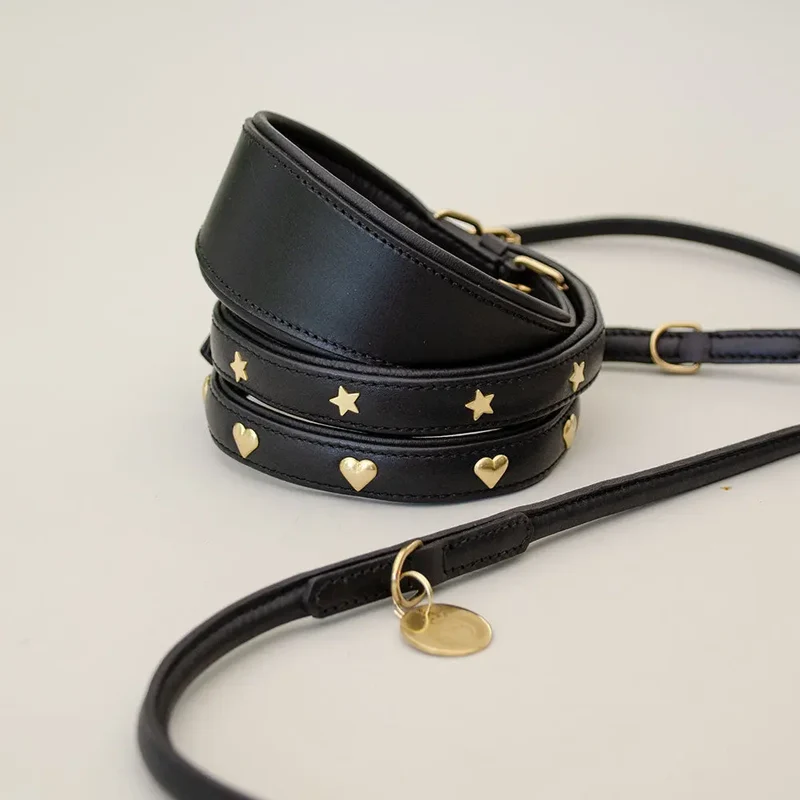 Lederhalsband für Windhunde - "Greyhound Black"