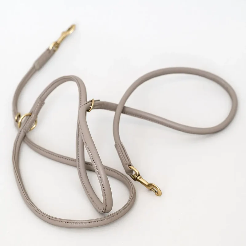 Hundeleine aus Nappaleder "Rolled Nappa" - taupe