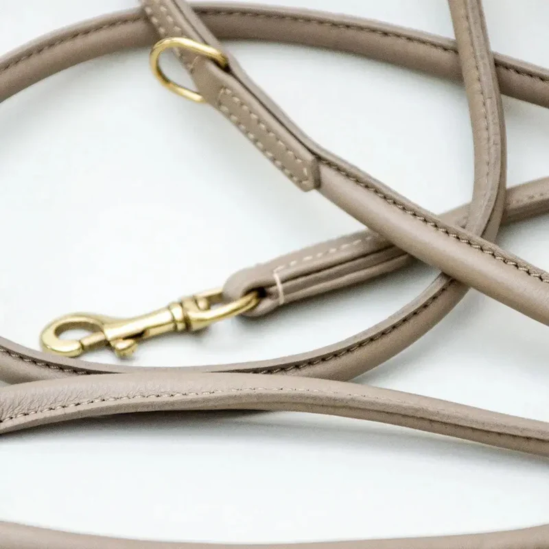 Hundeleine aus Nappaleder "Rolled Nappa" - taupe