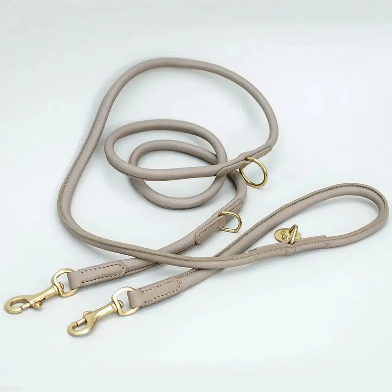 Hundeleine aus Nappaleder "Rolled Nappa" - taupe