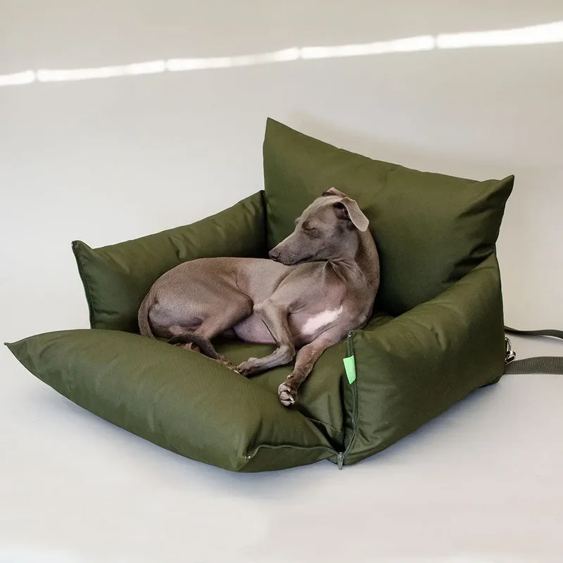 Hundeautositz „Slide Out" – Oliv
