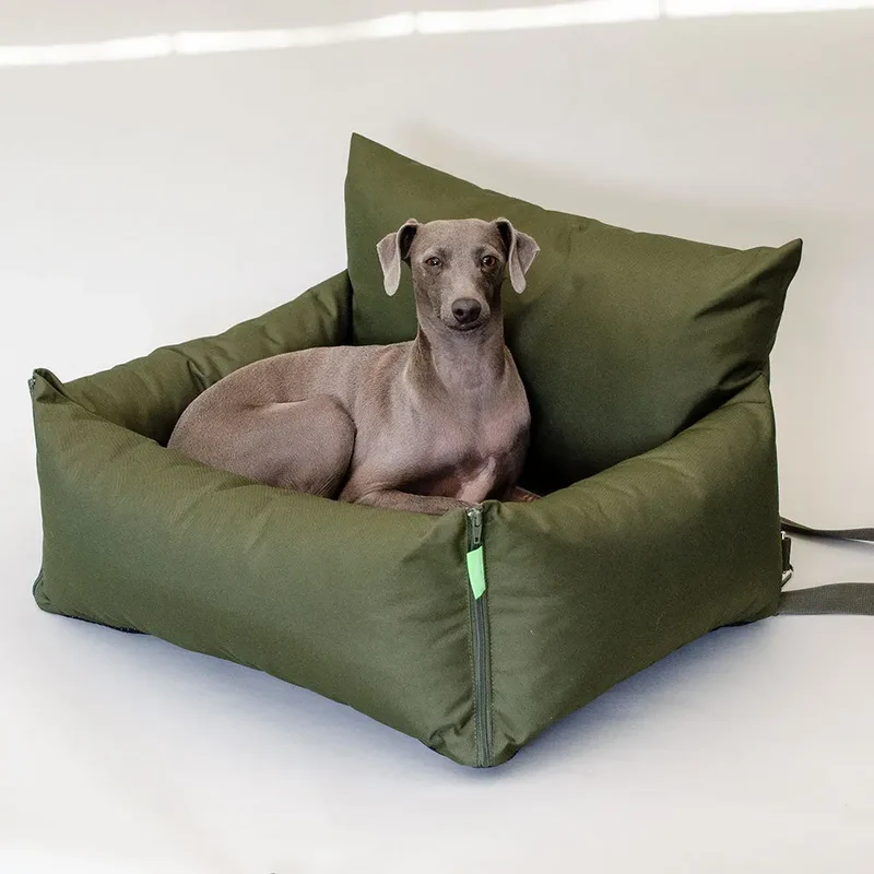 Hundeautositz „Slide Out" – Oliv