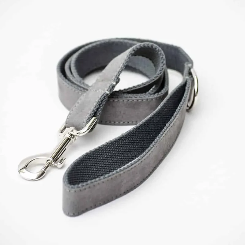 Die klassische Velours Leine "Color Up" - grey