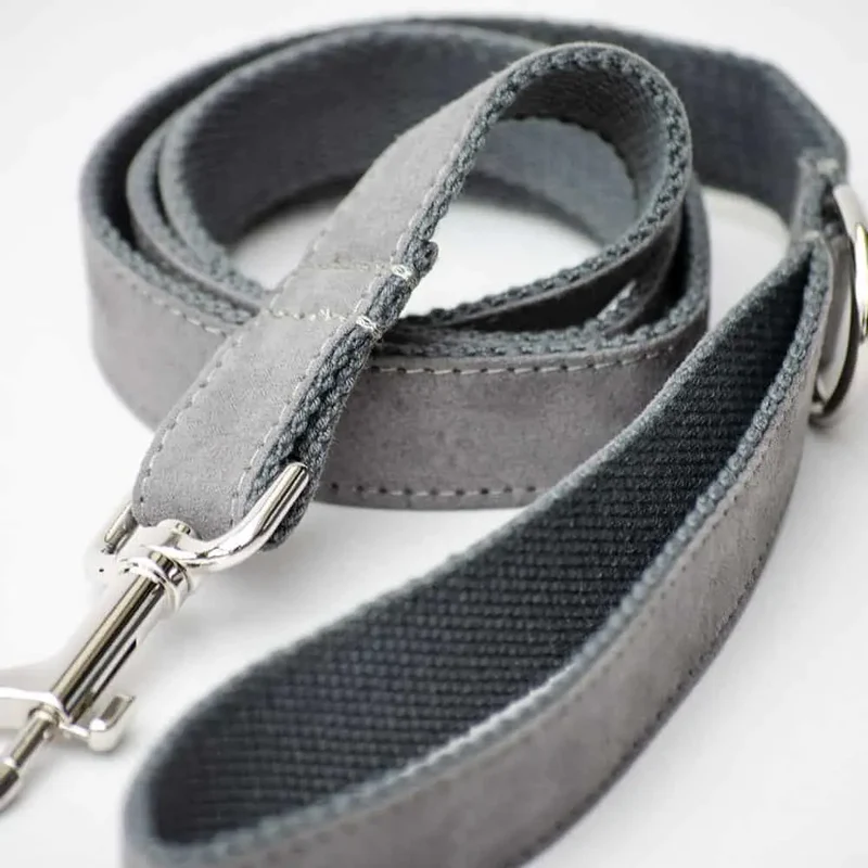 Die klassische Velours Leine "Color Up" - grey