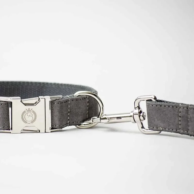 Die klassische Velours Leine "Color Up" - grey
