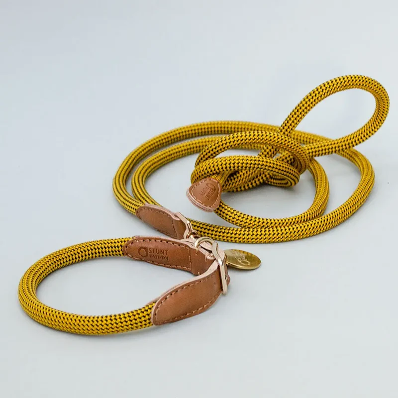 Das vintage Hundehalsband "Mountain" - senf
