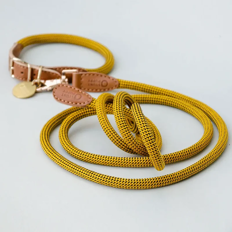 Das vintage Hundehalsband "Mountain" - senf