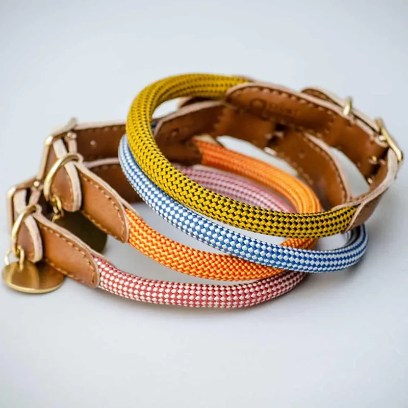 Das vintage Hundehalsband "Mountain" - senf