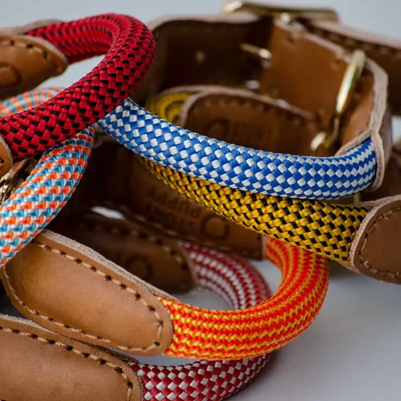 Das vintage Hundehalsband "Mountain" - senf