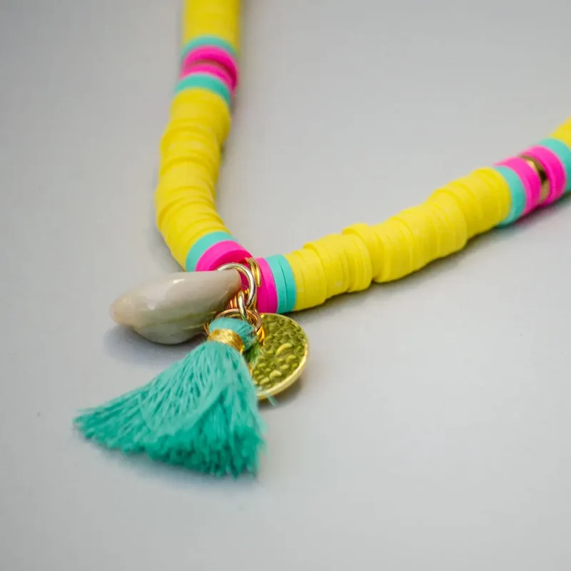 Bohemian Hundekette - "ibiza jewel YELLOW"