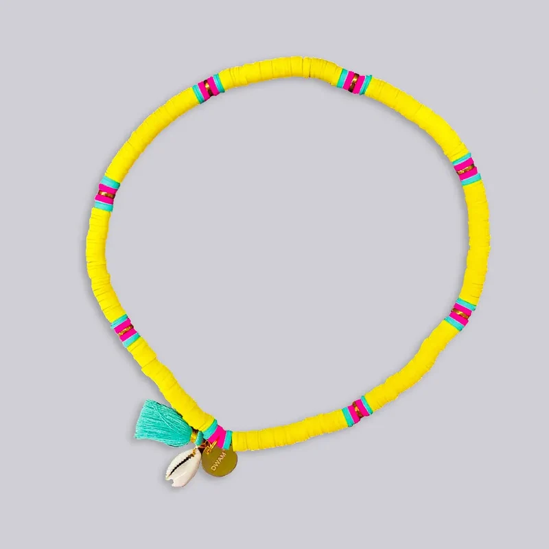 Bohemian Hundekette - "ibiza jewel YELLOW"