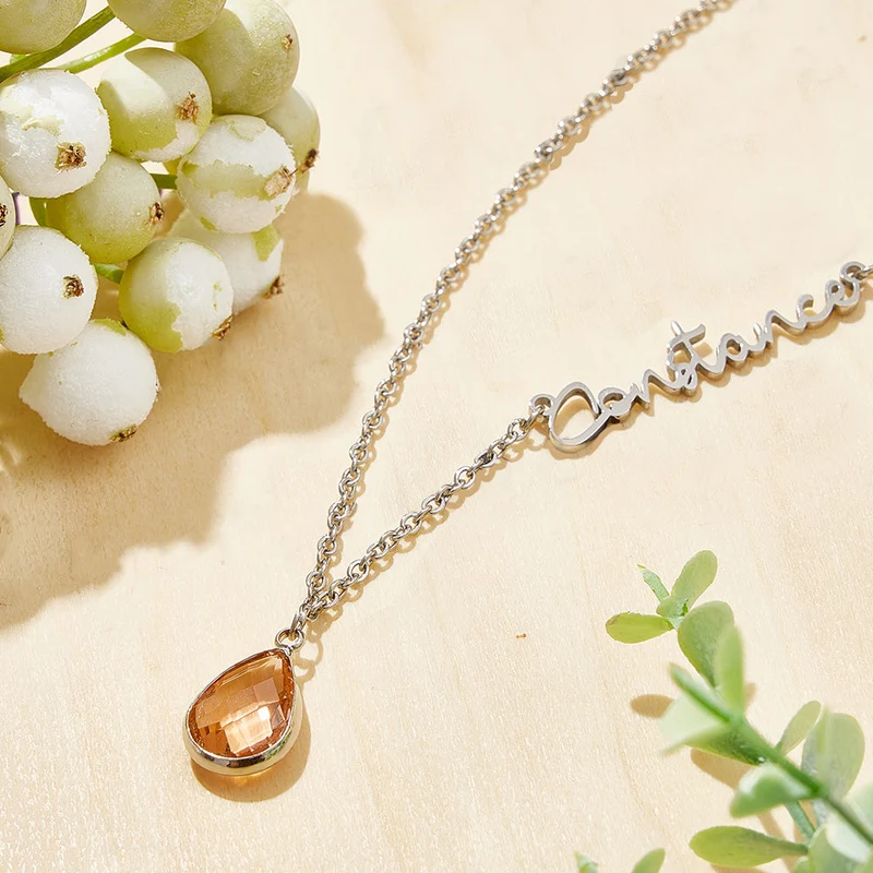 Personalisierte Geburtsstein Halskette mit Name Geburtstag Jahrestag Geschenke für Sie