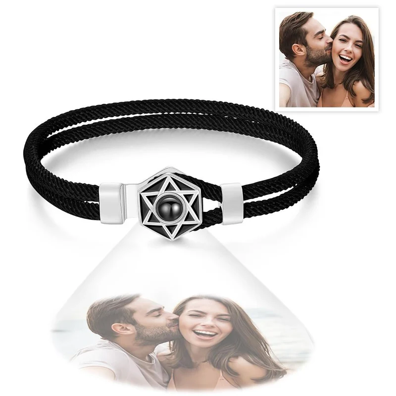 Hexagramm Projektion Armband, 925 Sterling Silber - Partnerlook