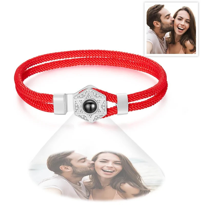 Hexagramm Projektion Armband, 925 Sterling Silber - Partnerlook