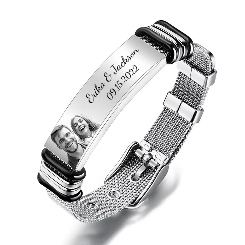Herren Edelstahlarmband mit Name und Datum
